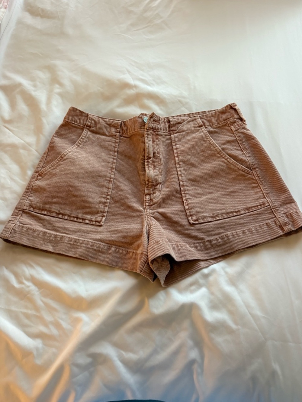 American Eagle Outfitters High-Waist Corduroy Shorts in Dusty Rose Rust